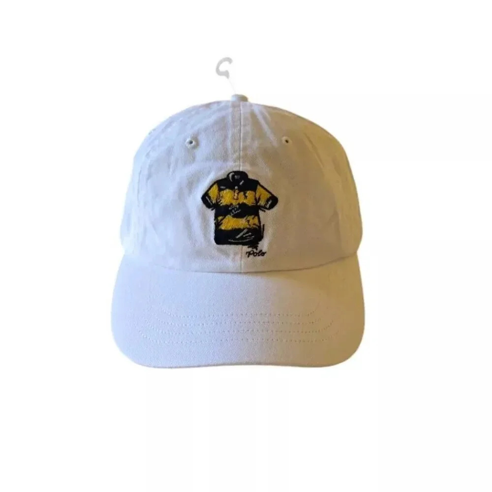 Polo Ralph Lauren Embroidered Cotton Rugby Shirt Twill Sport Cap O/S White NWT - Picture 4 of 9